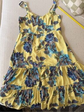 Abercrombie & Fitch Yellow Floral Ruffle Tiered Maxi Dress